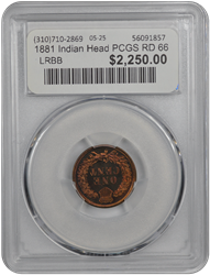 1881 Indian Head PCGS RD 66