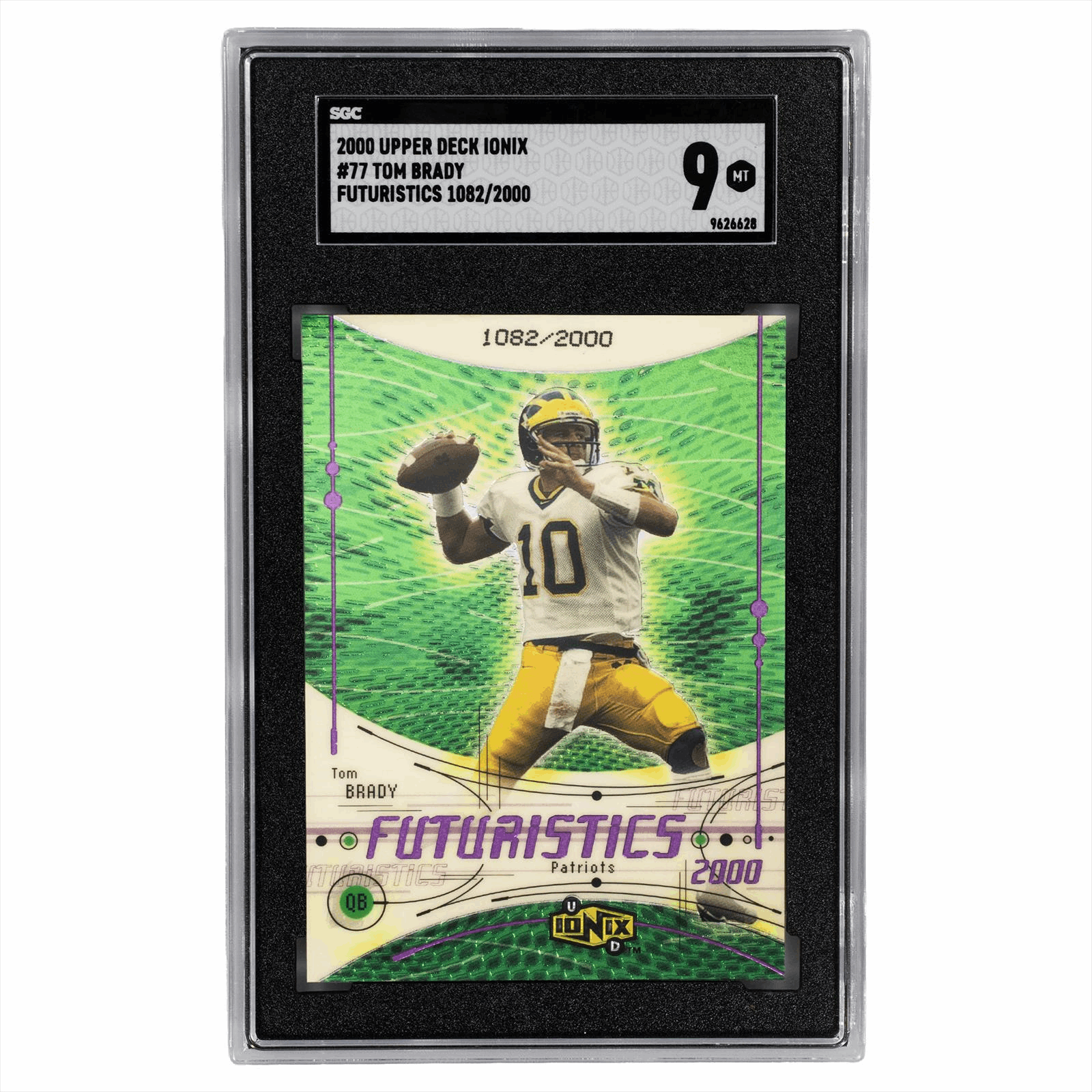 2000 Upper Deck Ionix Tom Brady #77 Futuristics 1082/2000 SGC MT 9