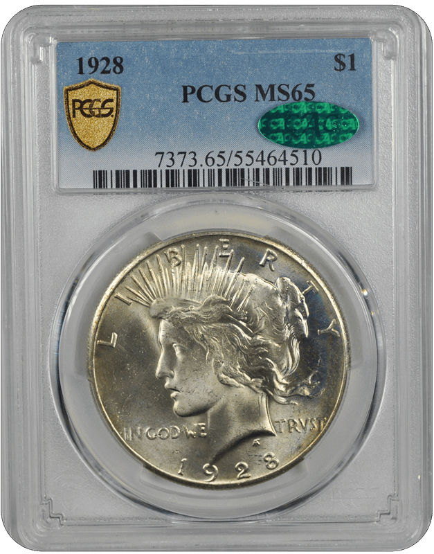 1928 Peace PCGS CAC MS 65
