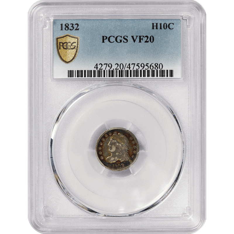 1832 Capped Bust Half Dime H10c, PCGS VF-20 - Old Album Toning