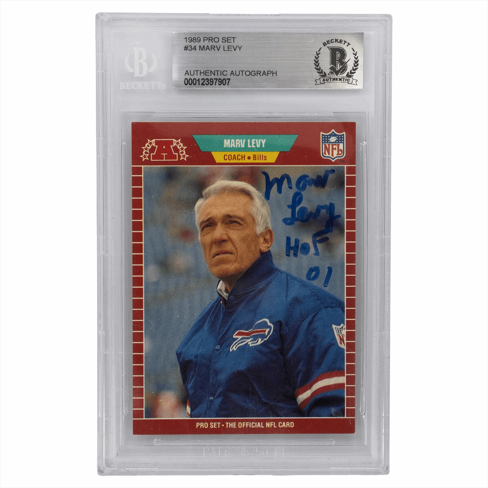 1989 Pro Set Marv Levy #34 BGS AUTHENTIC AUTO
