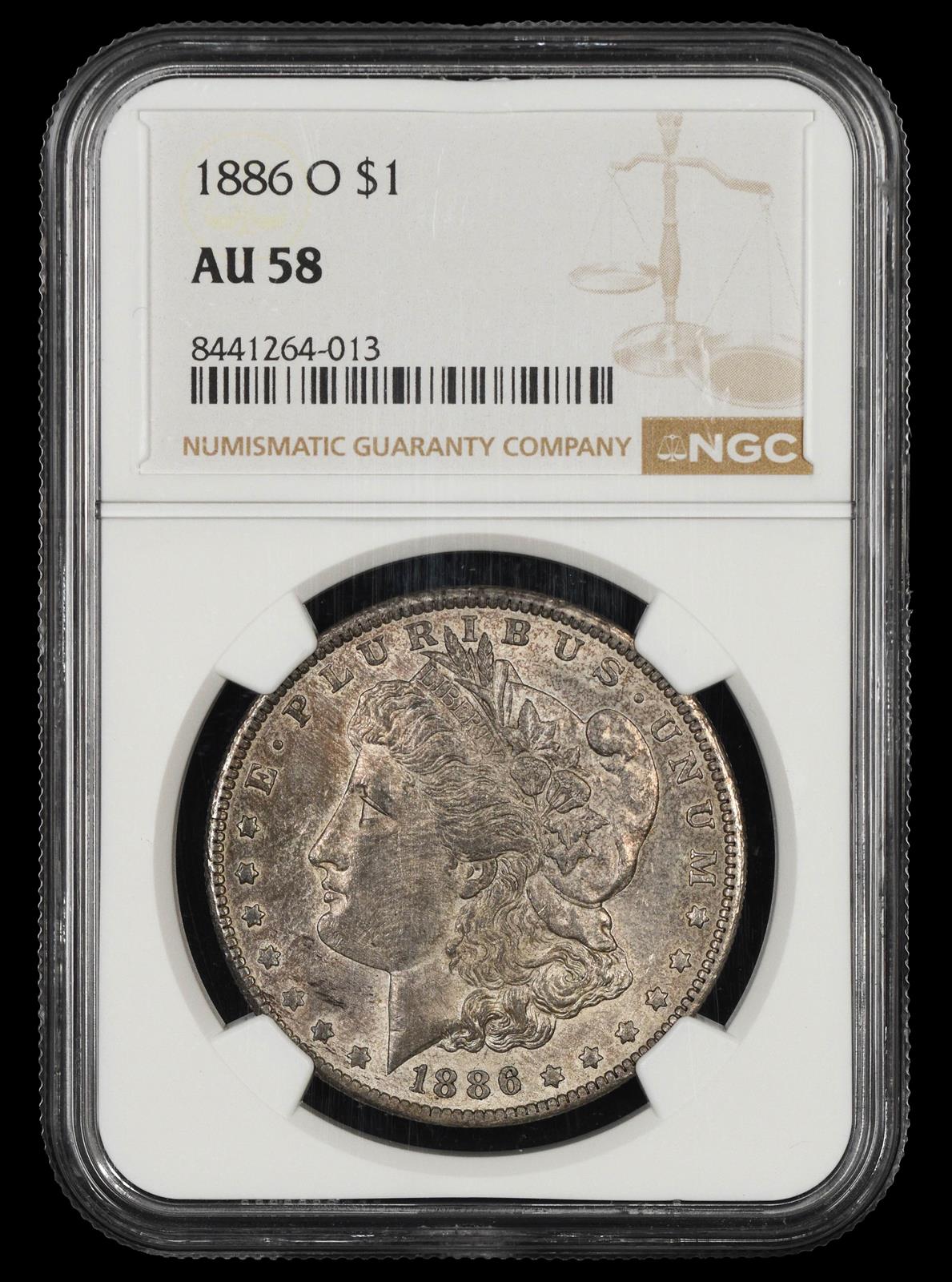 1886 O $1 NGC AU58