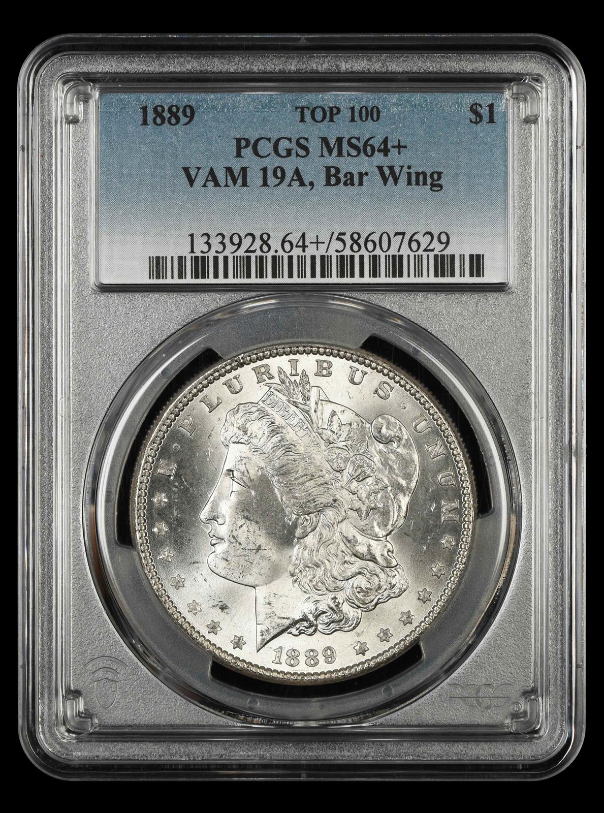 1889 $1 PCGS VAM19A Bar Wing MS 64 +