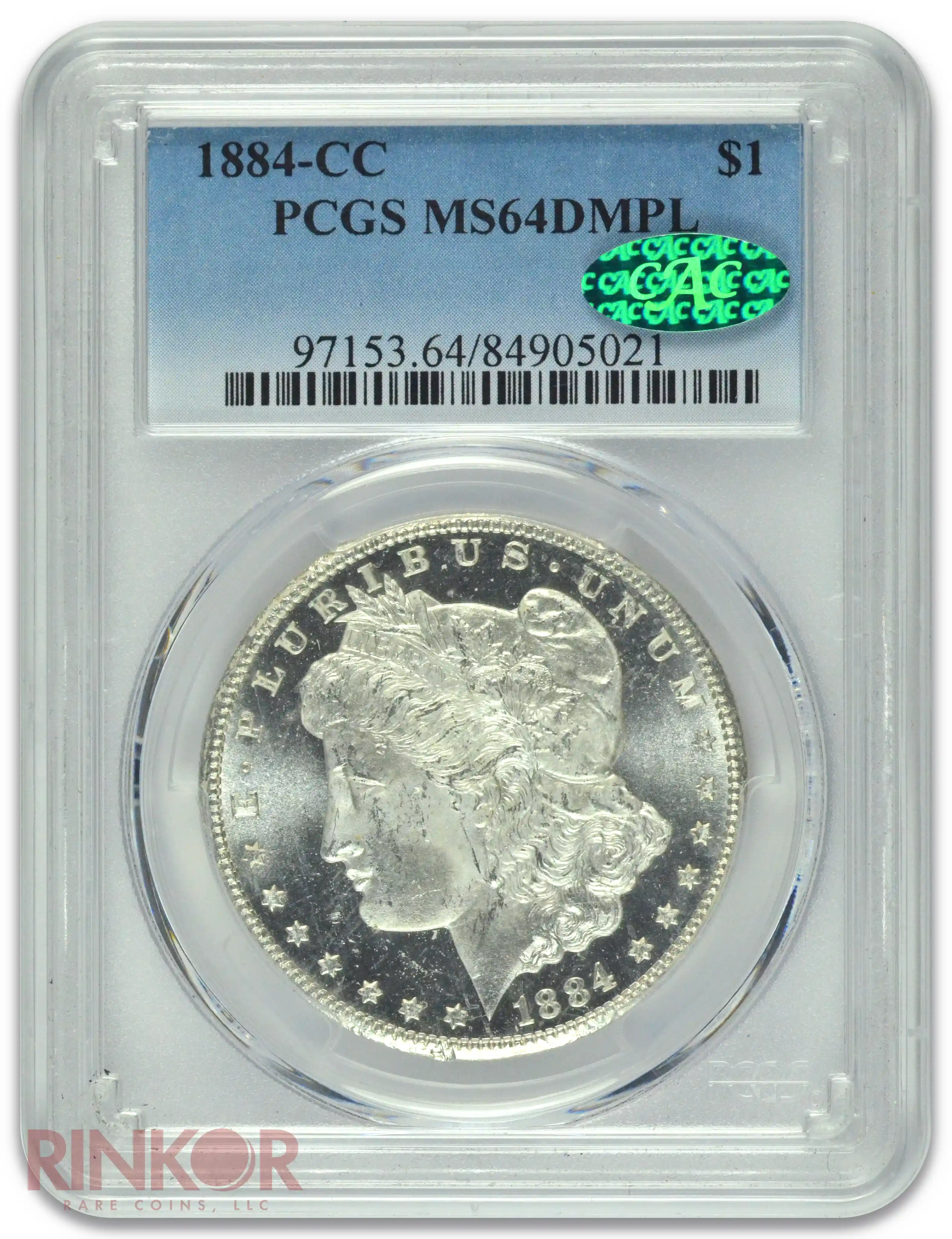 1884-CC $1 PCGS MS 64 DMPL CAC