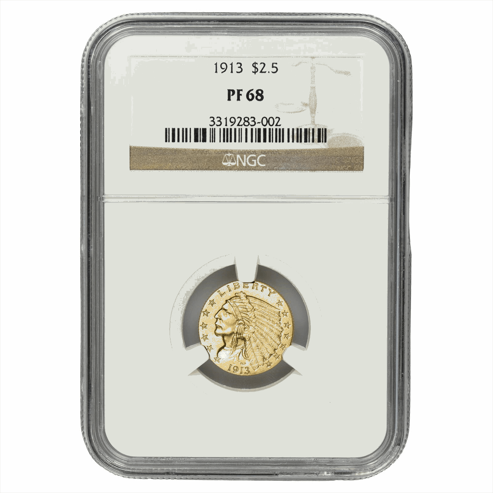 1913 Indian Head Quarter Eagle $2.5 NGC PR 68 - A truly magnificent Matte Proof Coin