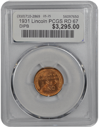 1931 Lincoln PCGS RD 67