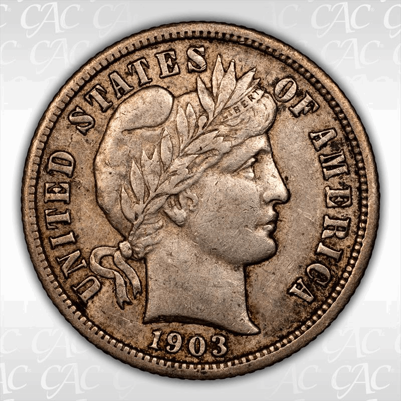 1903-S 10C CACG XF-45 
