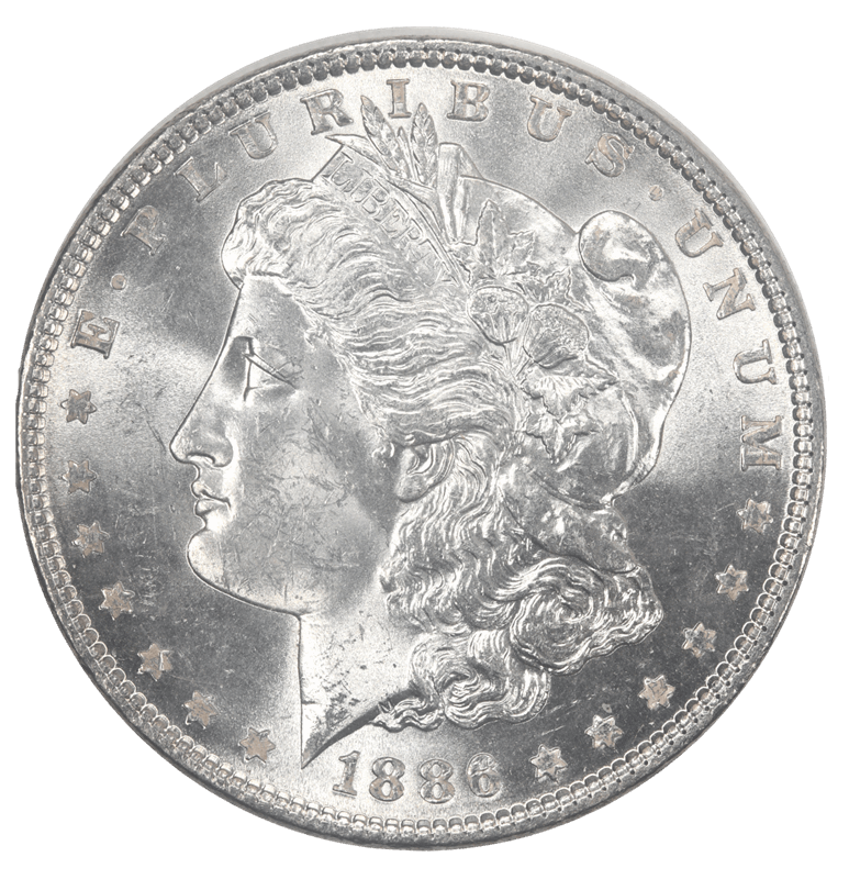 1886 Morgan Silver Dollar $1 Brilliant Uncirculated BU - PQ