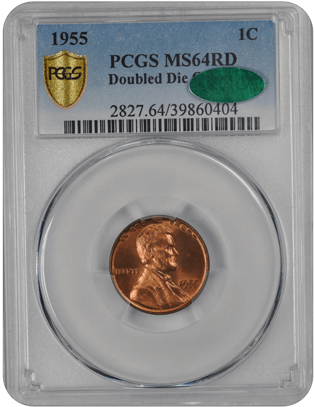 1955  Doubled Die Obverse Lincoln PCGS CAC RD 64