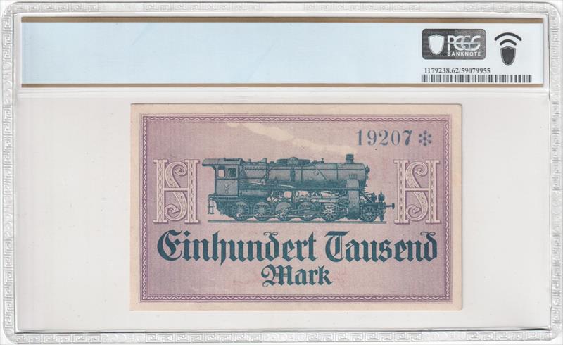 Germany, Weimar Rep./ Henschel & Sohn G.m.b.H 1923 100,000 Mark - Cassel PCGS  Unc 62