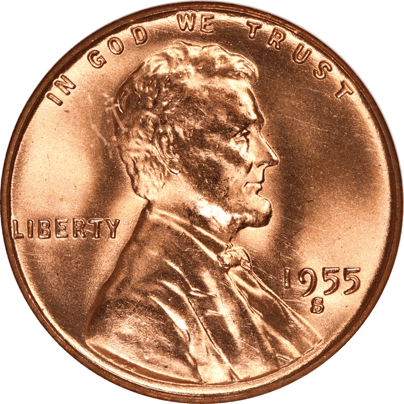 1955-S Lincoln Wheat Cent 1c, NGC  MS67RD - Lustrous and Great Color