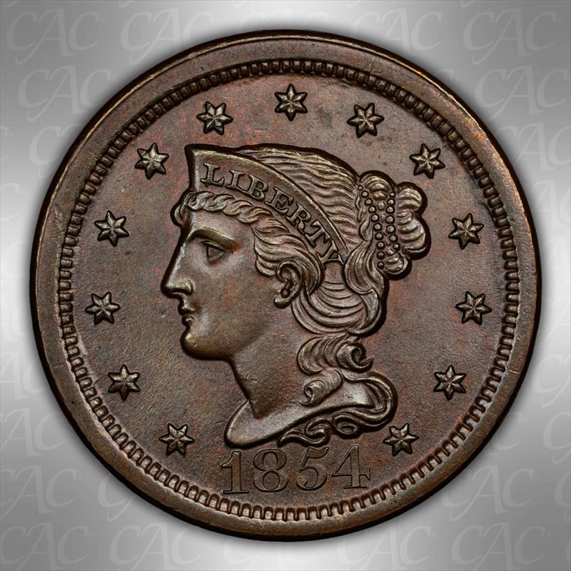 1854 1C CACG MS 65 BN