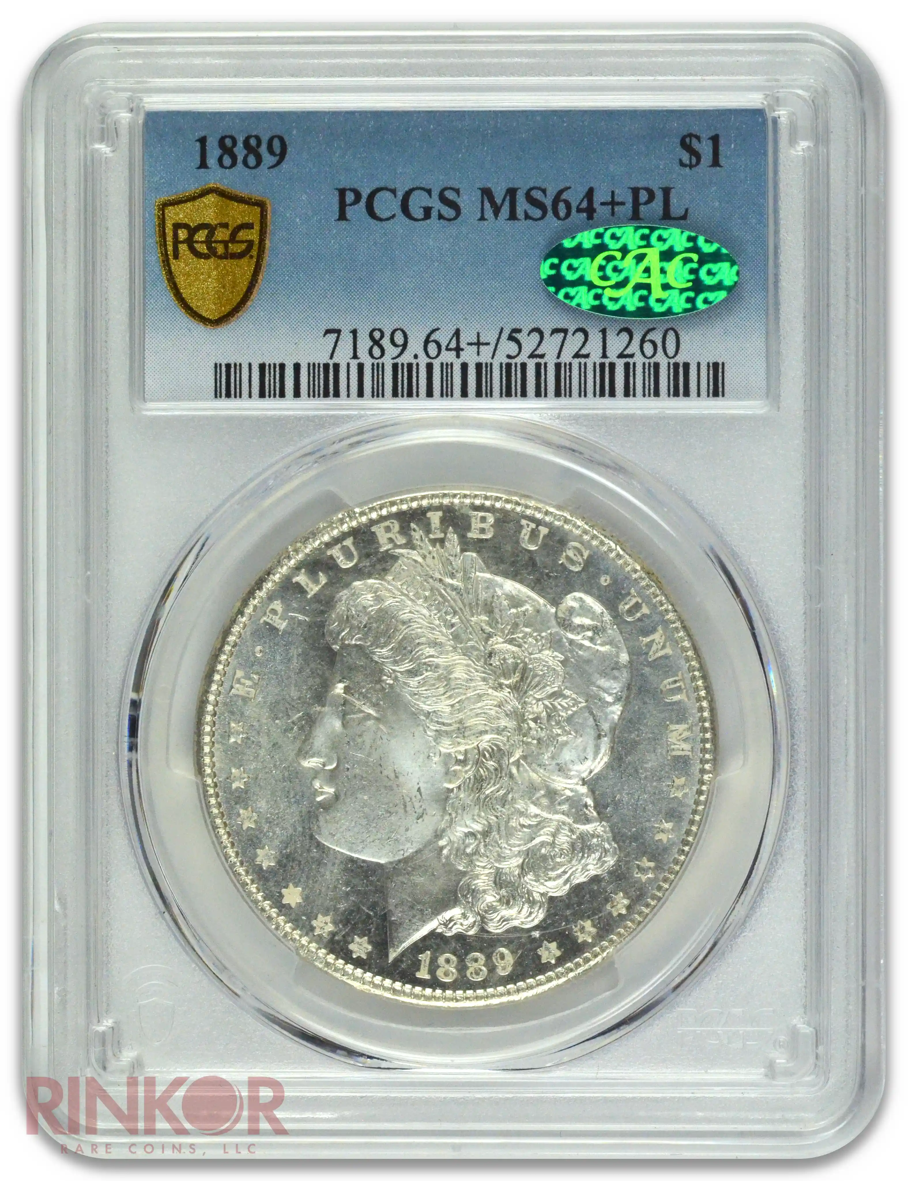 1889 $1 Morgan Dollar PCGS MS 64+ PL CAC