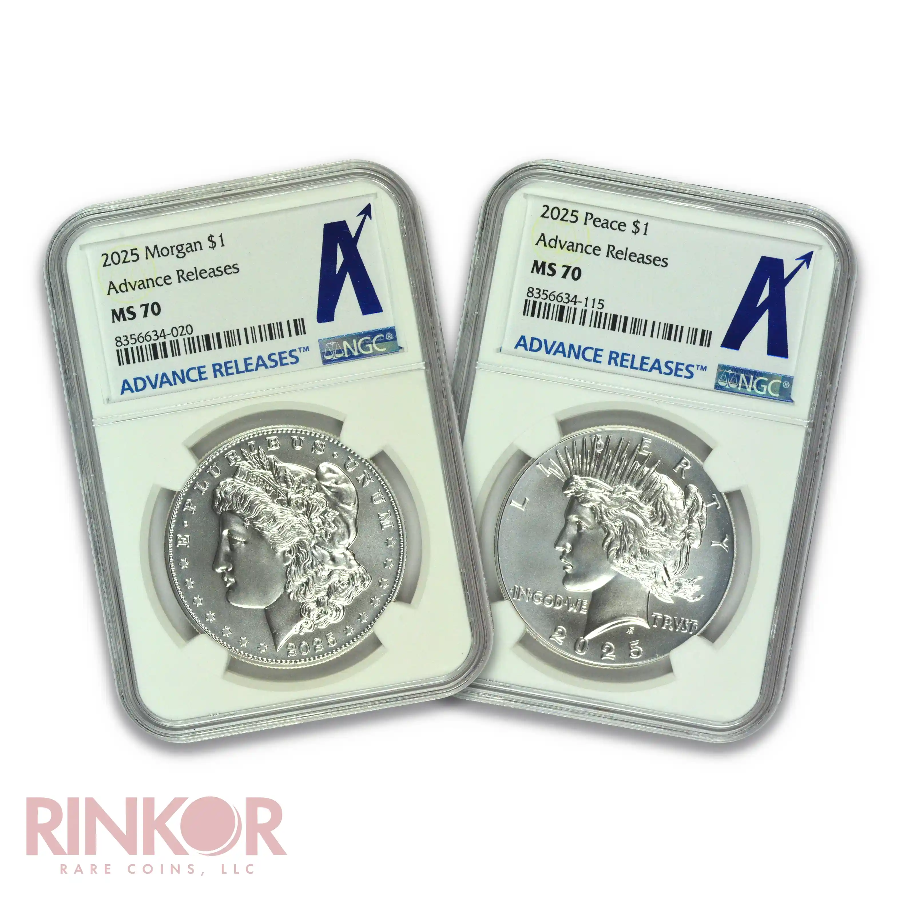 2025 $1 Morgan and Peace Dollar 2-Coin Set Advance Releases NGC MS 70
