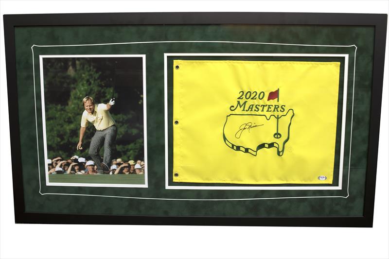 2020 Masters Flag Autographed by Jack Nicklaus Framed Authenticated by PSA