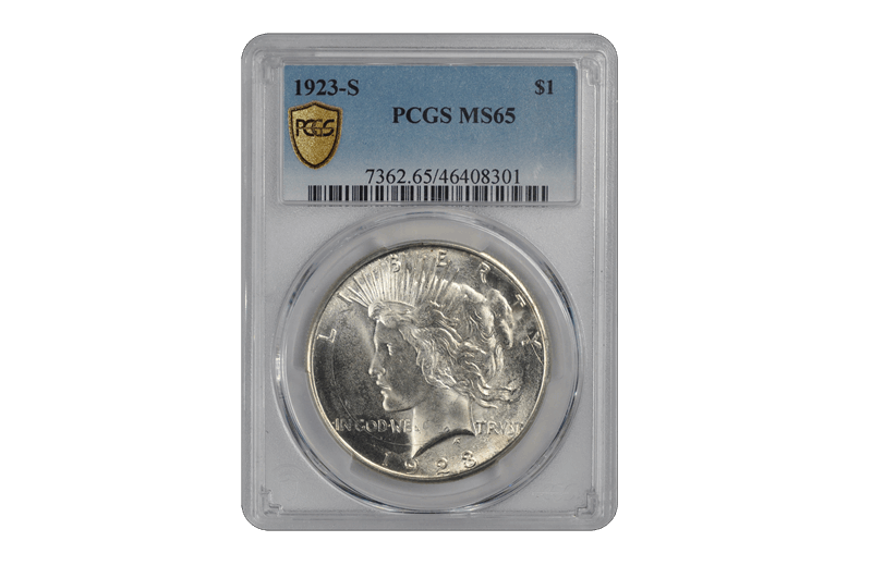 1923-S $1 Peace Dollar PCGS  #3477-7 MS65