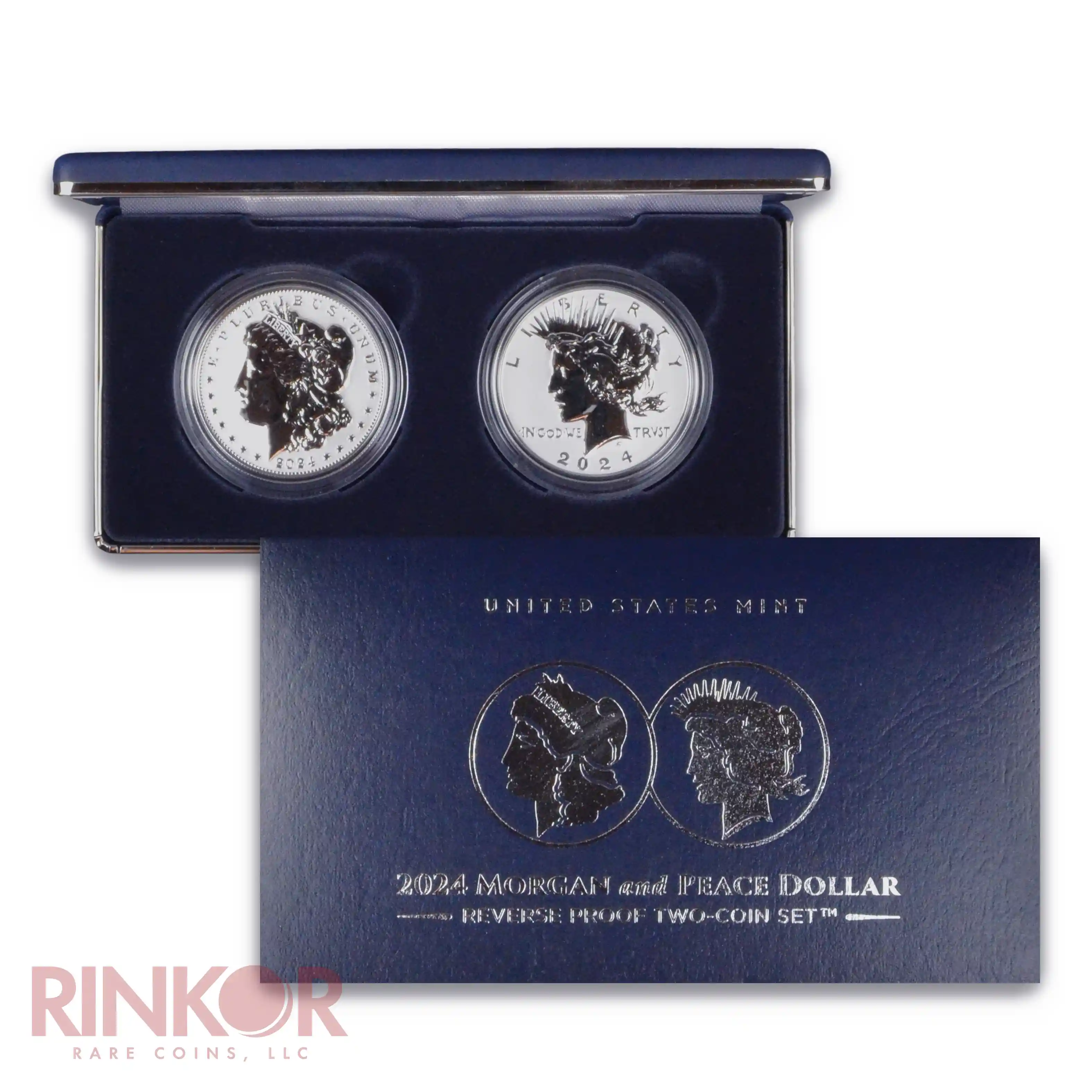 2024-S $1 Morgan and Peace Dollar 2-Coin Set Reverse Proof (Box and CoA)