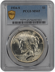 1934-S Peace PCGS MS 65