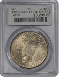 1925 Peace PCGS (CAC) MS 67 