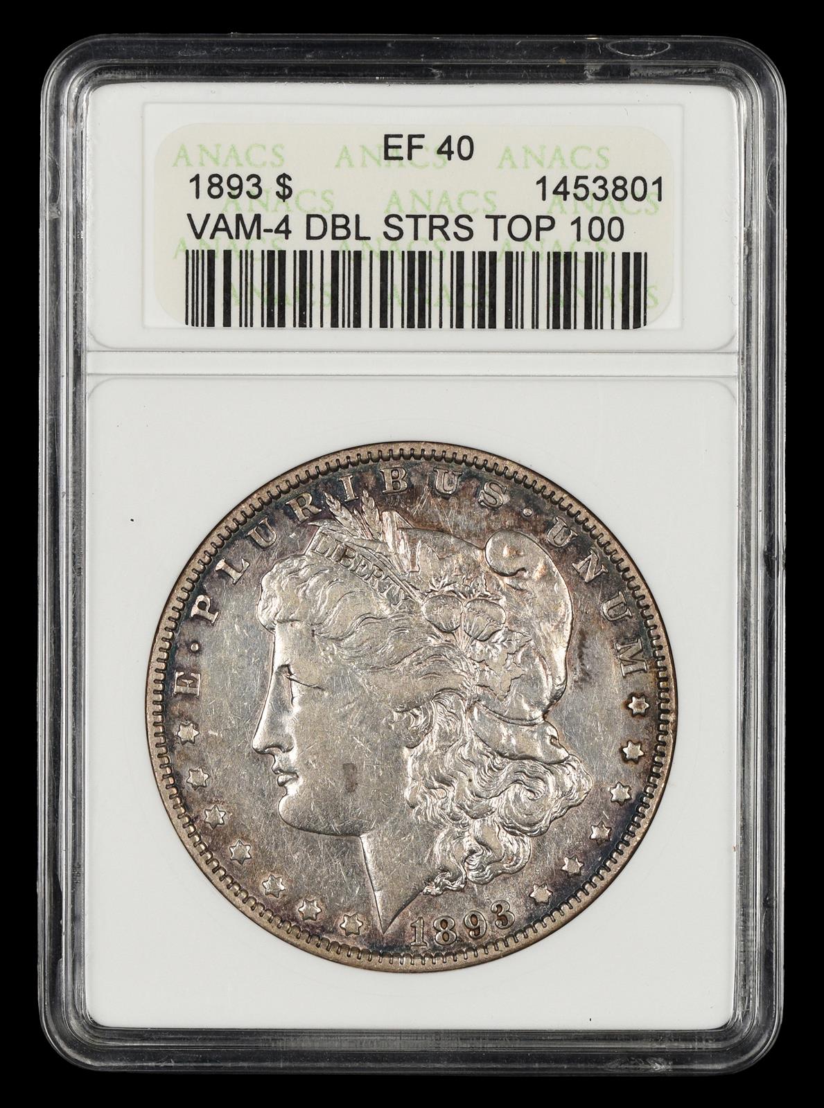 1893 $1 VAM 4 Doubled Stars Top 100 ANACS EF40