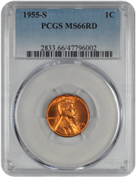 1955-S Lincoln PCGS RD 66