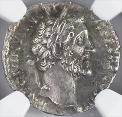 Roman Empire Antoninus Pius AD 138-161 Denarius NGC CH VF 