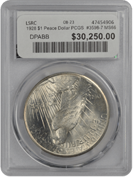 1928 $1 Peace Dollar PCGS  #3598-7 MS66