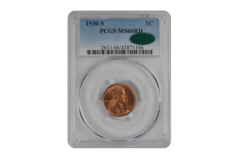 1930-S Lincoln Wheat PCGS (CAC) MS 66 RD