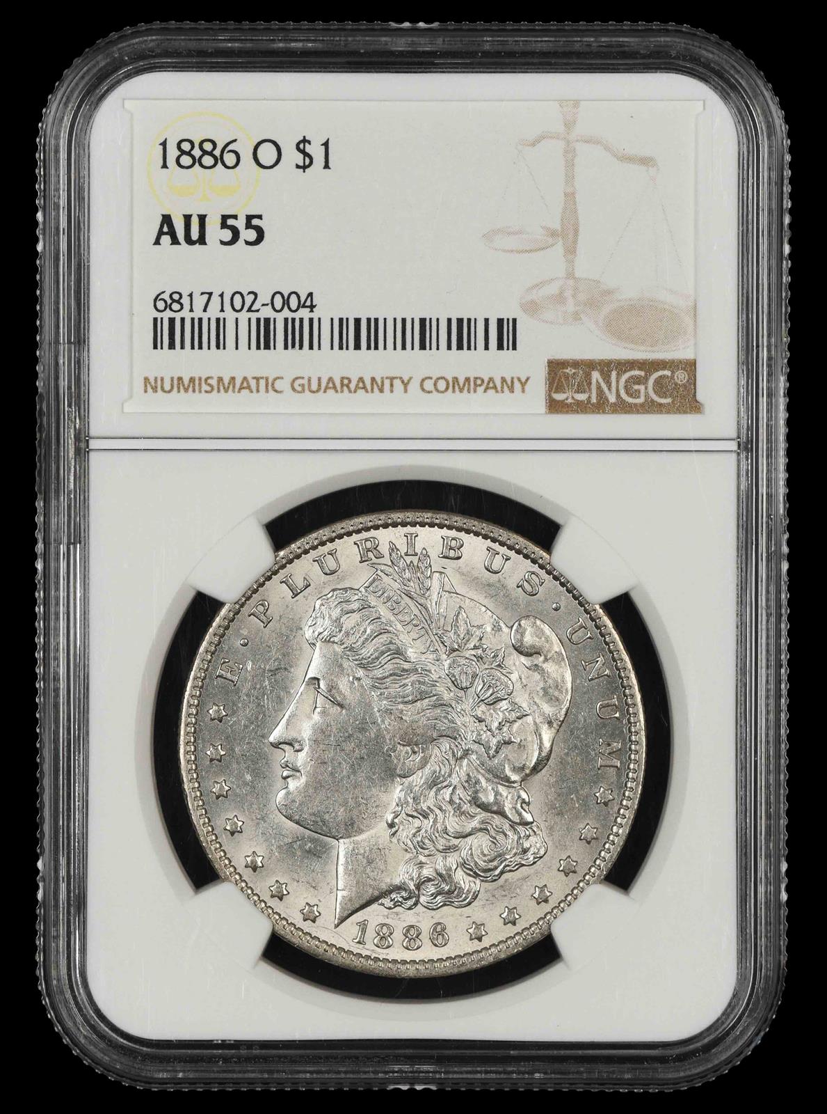 1886 O $1 NGC  AU55