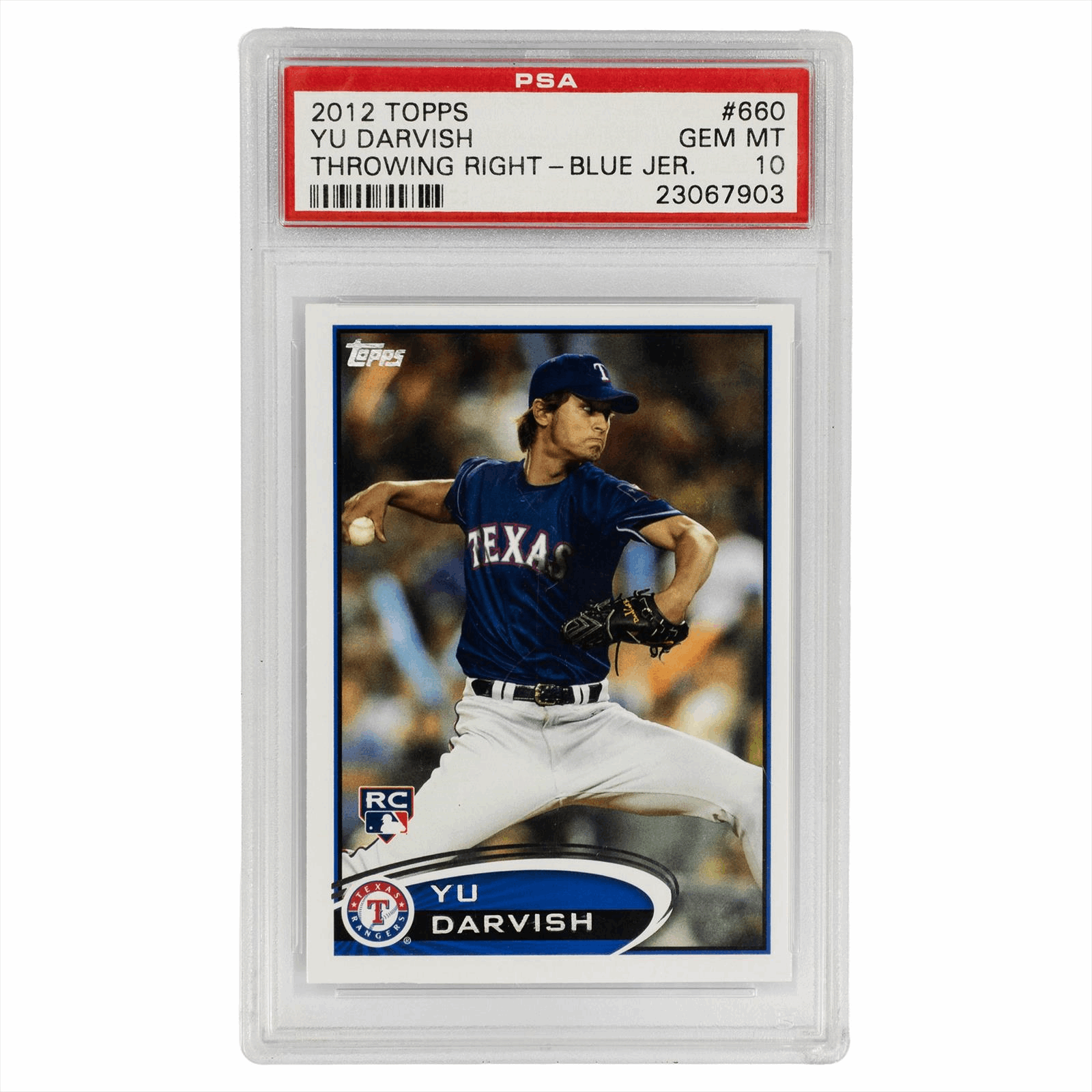 2012 Topps Yu Darvish Throwing Right - Blue Jersey #660 PSA GEM MT 10