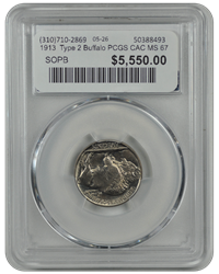 1913  Type 2 Buffalo PCGS CAC MS 67