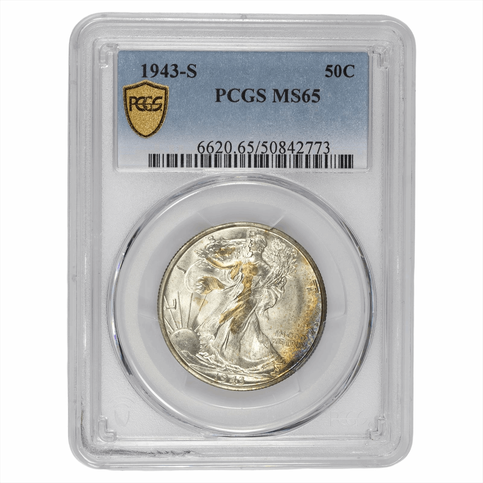 1943-S Walking Liberty Half Dollar 50C PCGS MS 65