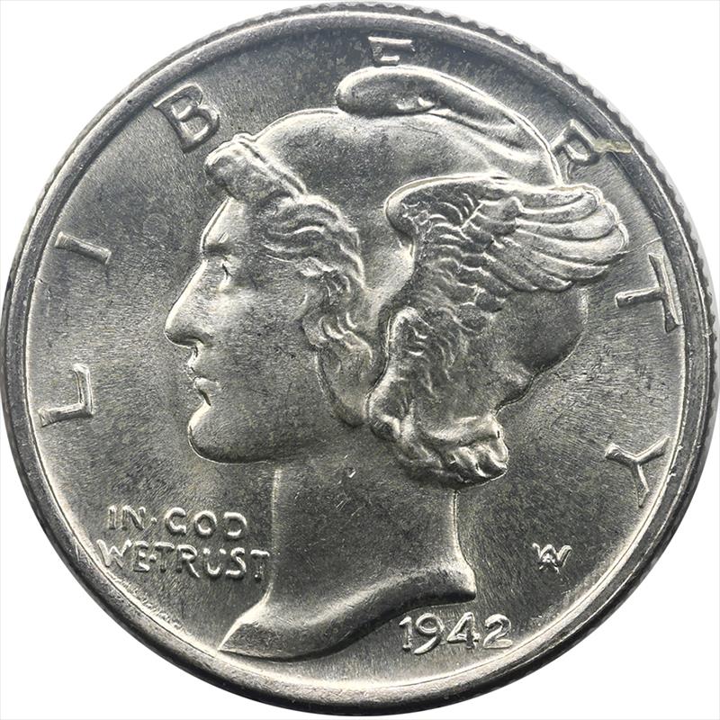 1942 Mercury Dime 10c Choice Uncirculated - Nice Original Coin 