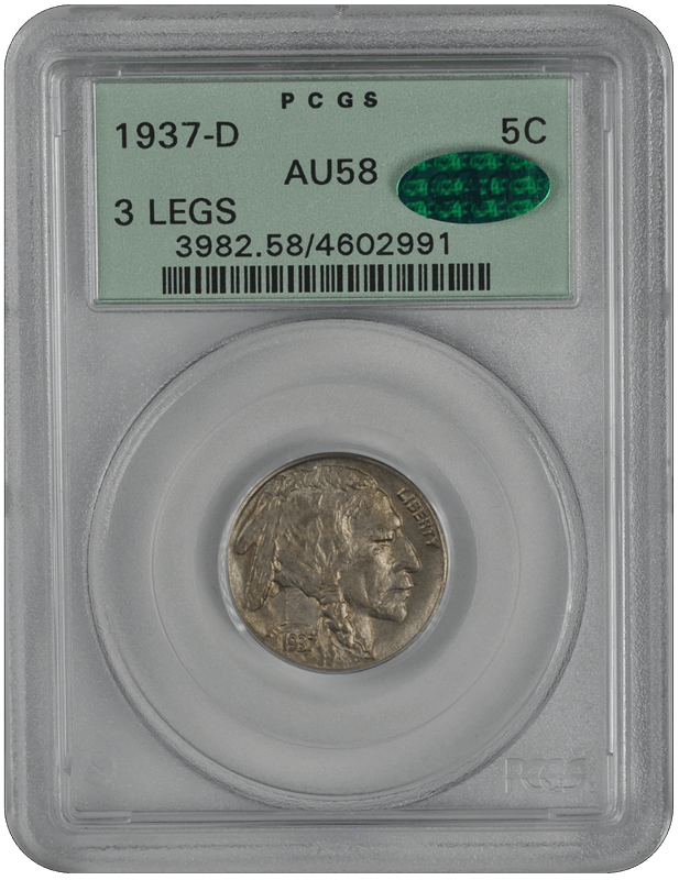 1937-D  3 Legs Buffalo PCGS CAC AU-58