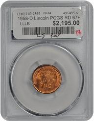 1958-D Lincoln PCGS RD 67+