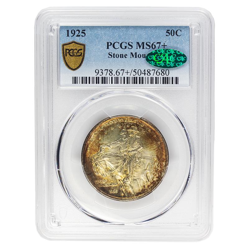 1925 Stone Mountain Commemorative Half Dollar 50c, PCGS  MS67+ CAC Attractive Original Toning