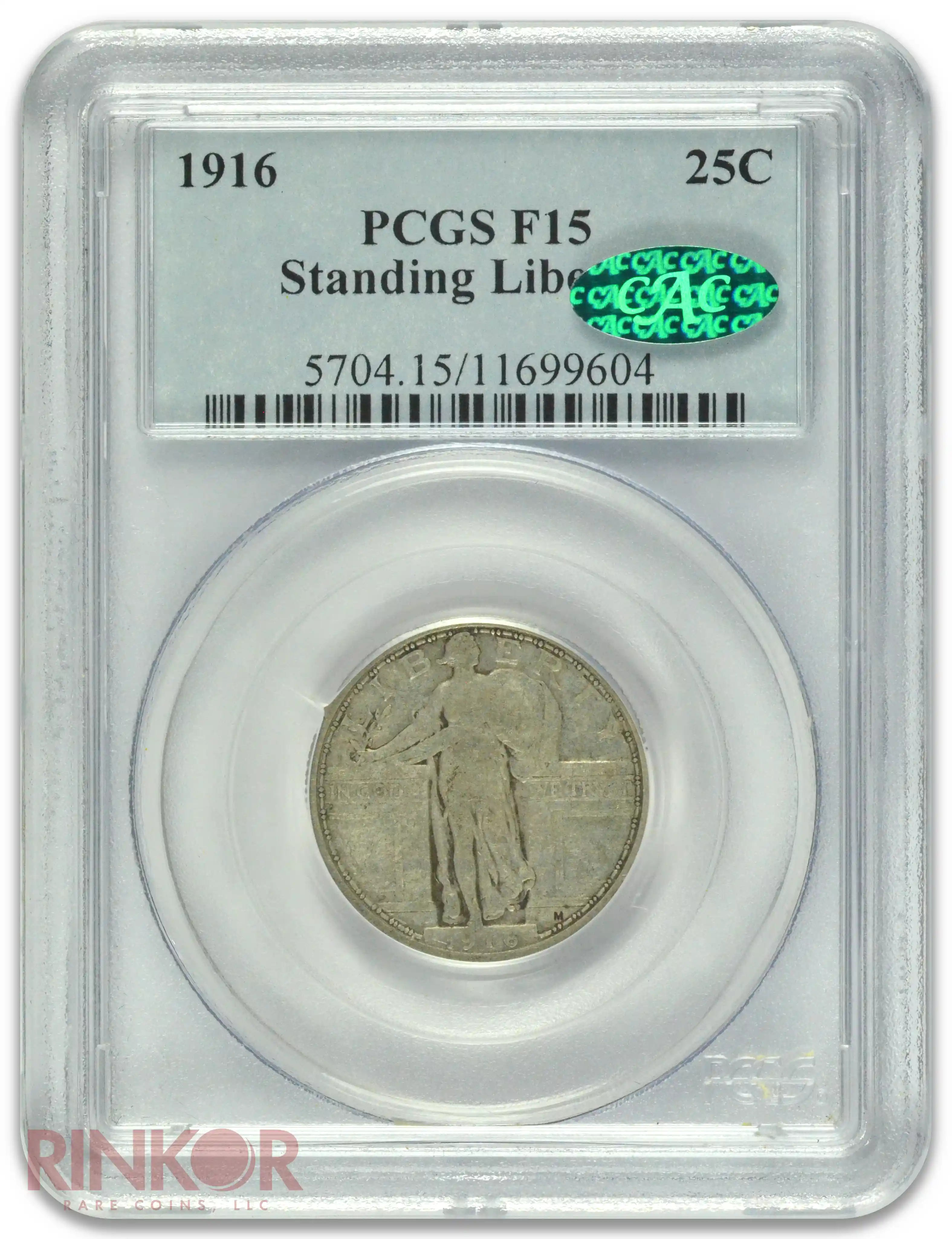 1916 Standing Liberty Quarter PCGS F-15 CAC