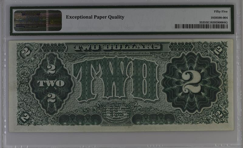 Fr. 353 1890 $2 Treasury Note PMG AU 55 EPQ 