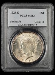 1925 S $1 PCGS  MS63