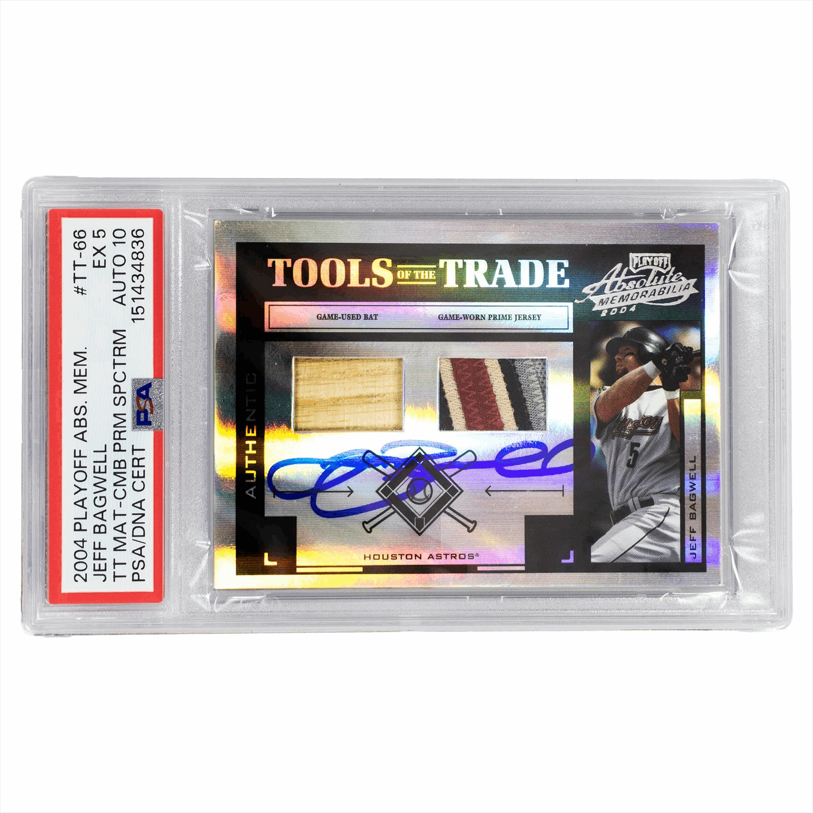 2004 Playoff Abs. Mem. Jeff Bagwell Tools of the Trade Materials  #TT-66 PSA EX 5 Cert #151434836