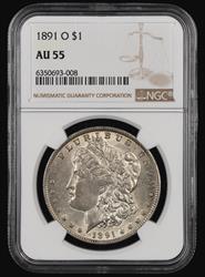 1891 O $1 NGC AU55 AU55