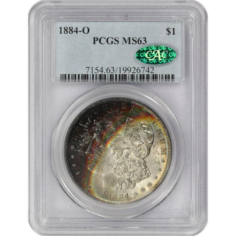 1884-O $1 Morgan Silver Dollar - PCGS MS63 CAC - Colorful Toning on Obverse!