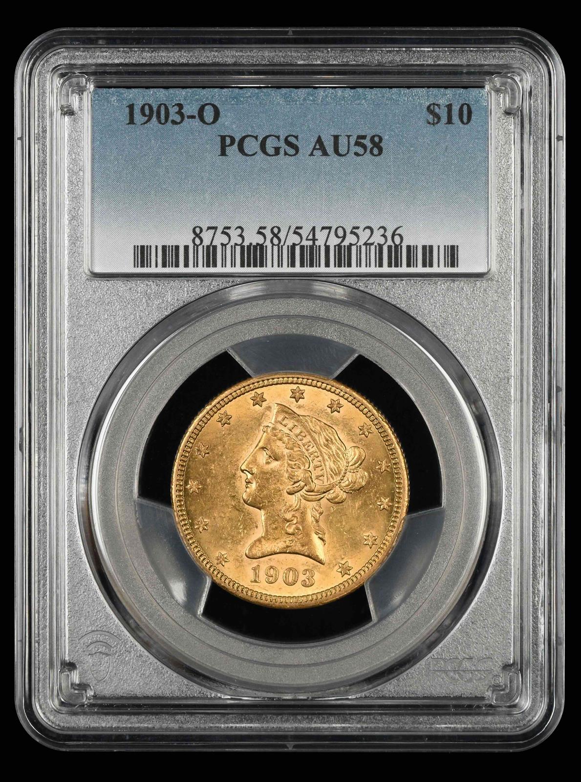 1903 O $10 Gold PCGS AU 58