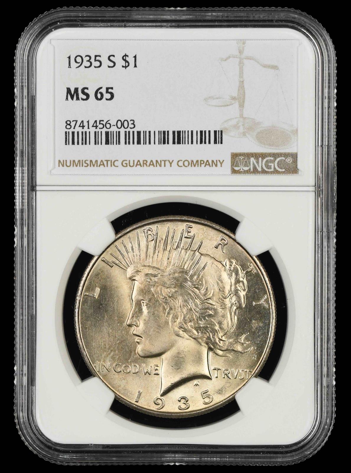 1935 S $1 NGC  MS65