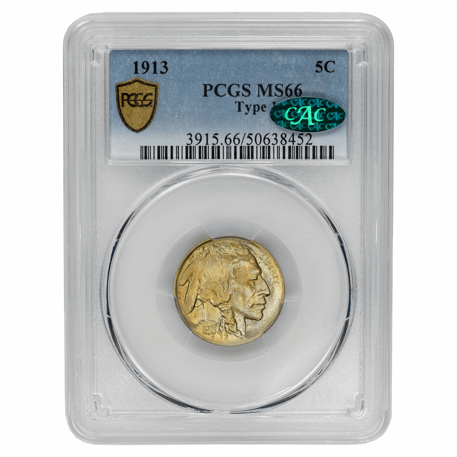 1913  Type 1 Buffalo Nickel PCGS CAC MS 66 