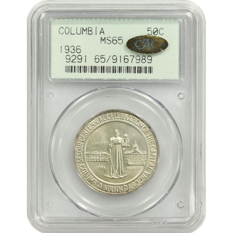 1936 Columbia Commemorative Half Dollar 50c - PCGS MS65 Gold CAC