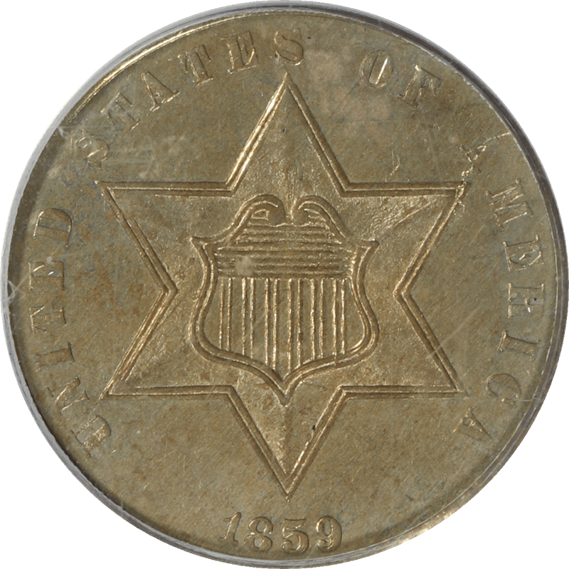 1859 Three Cent Silver 3SC, PCGSCS PR 63 - Mintage 800