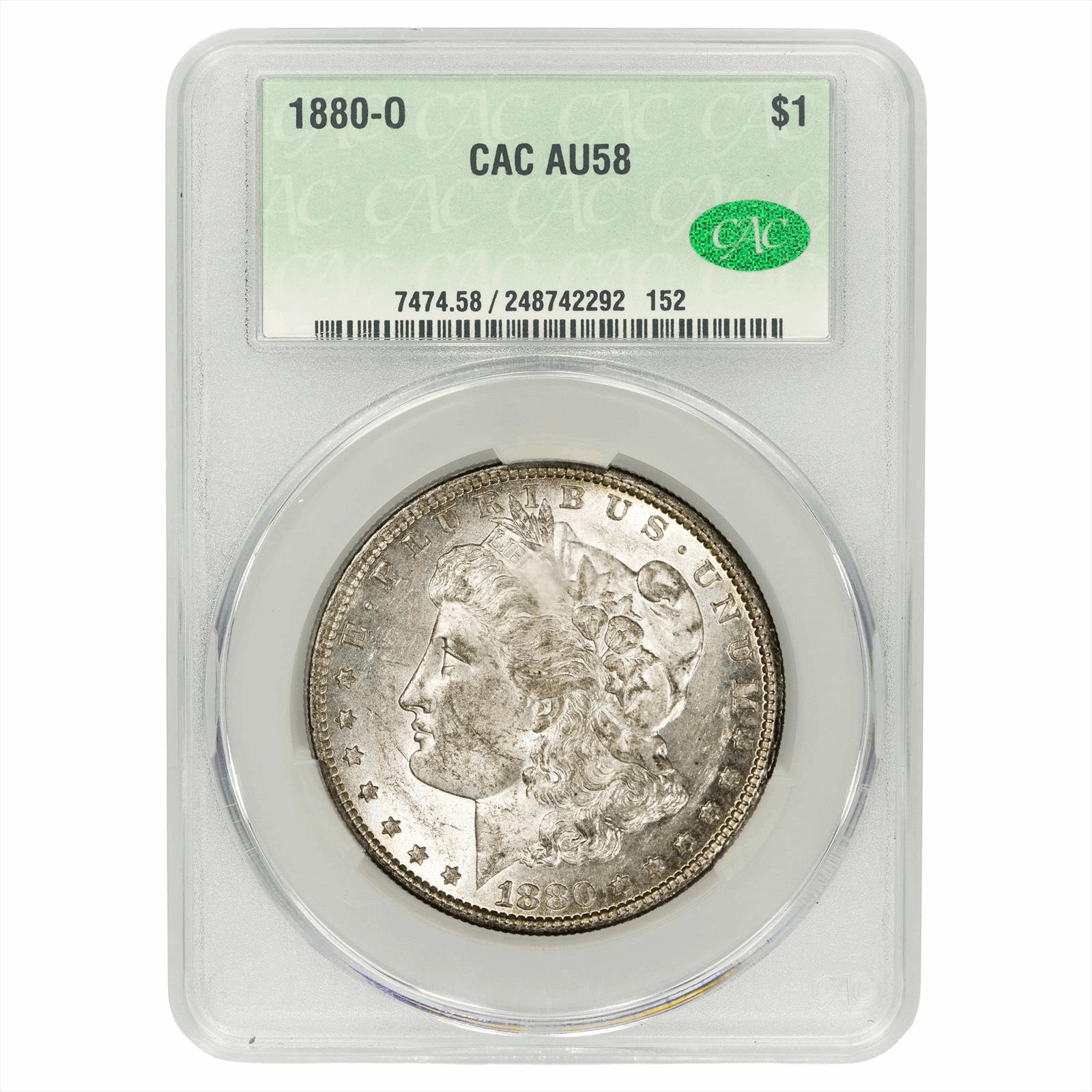 1880-O Morgan Silver Dollar $1 CAC AU 58