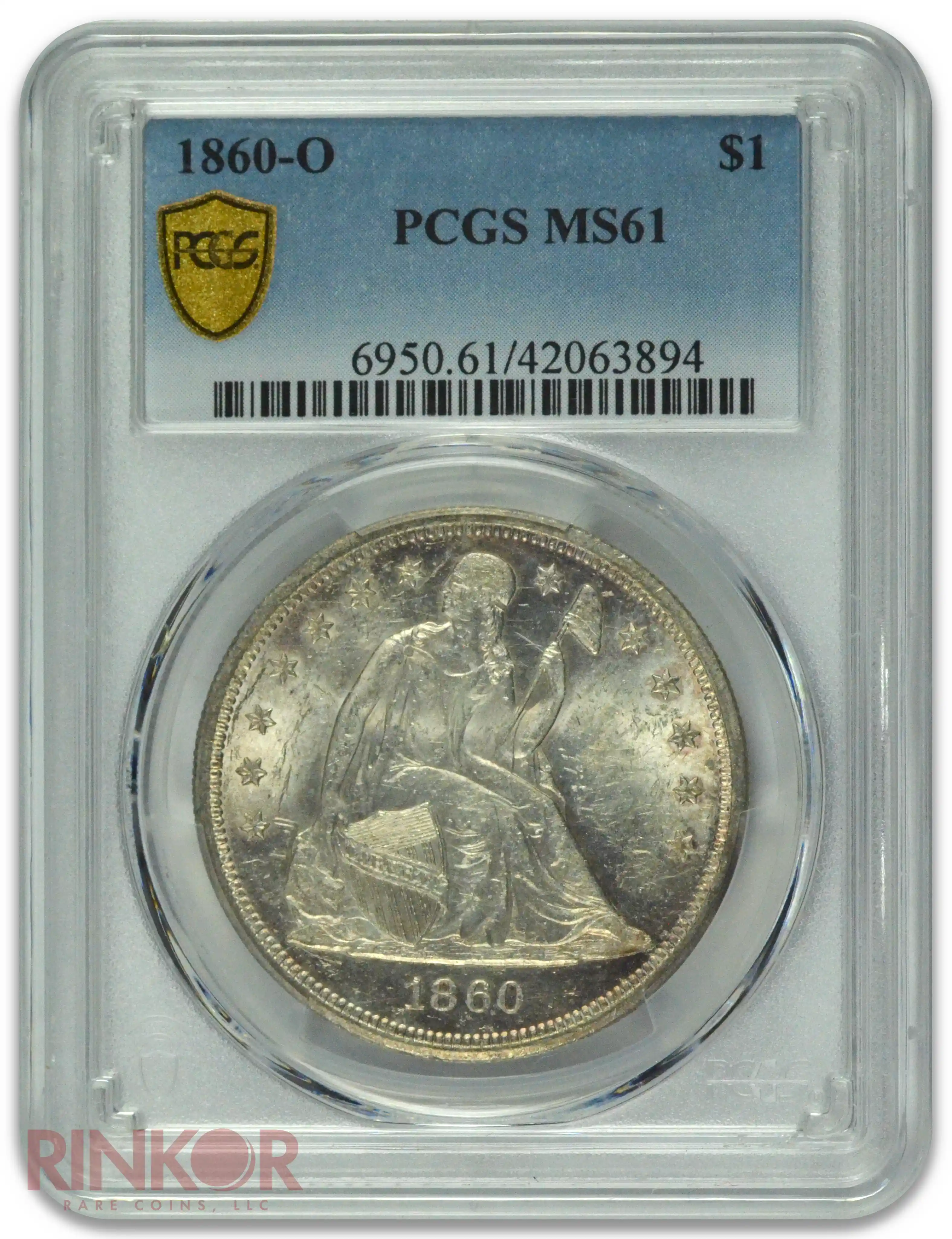 1860-O $1 Seated Dollar PCGS MS 61