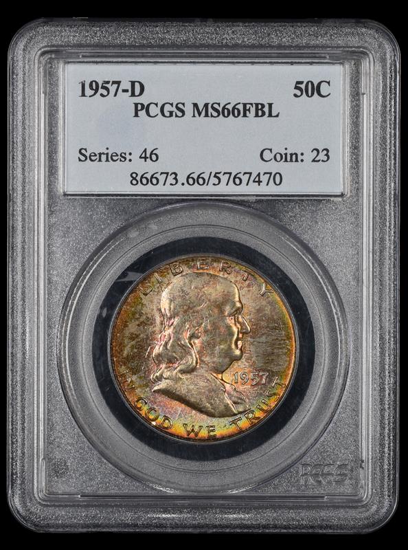 1957-D Franklin Half Dollar Attractively Toned PCGS MS66FBL